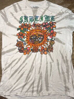 Sublime Graphic Tee – White with Orange, Pink & Green Floral Design